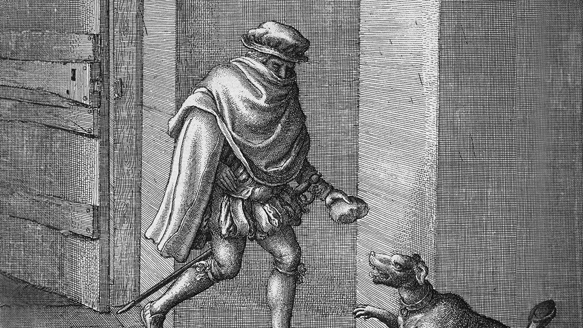 Woodcut of a thief.